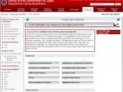 Screenshot of USDOL website