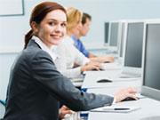 Woman sitting at a computer
