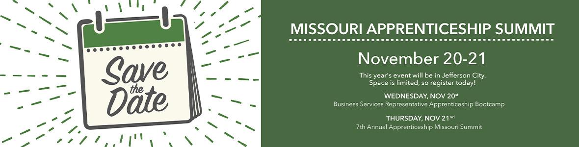 Save The Date - Missouri Apprenticeship Summit - November 20-21